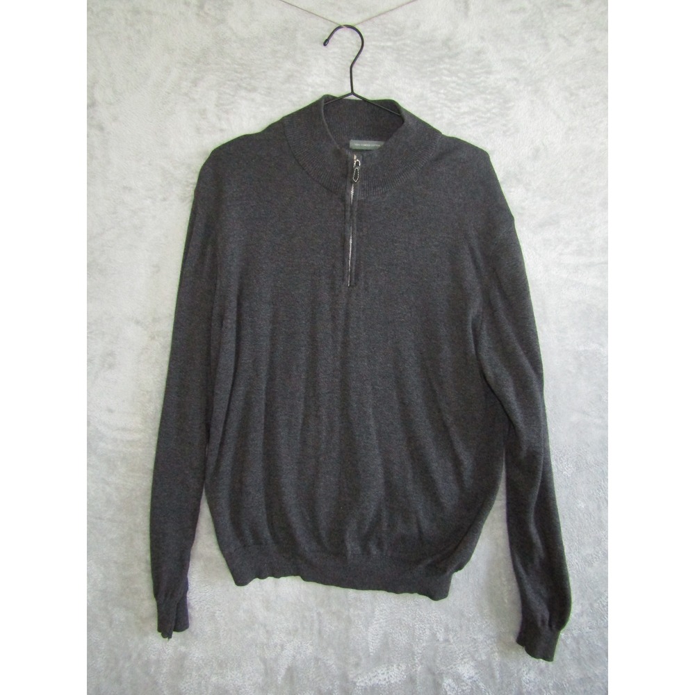 LYLE & SCOTT Men's Charcoal Gray Combed Cotton 1/4 Zip Mock Neck Sweater Size‎ L